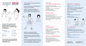 Folder der Beratungsstelle Extremismus in Bosanski-Hrvatski-Srpski (4-seitig)