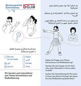 Folder der Beratungsstelle Extremismus in Arabisch