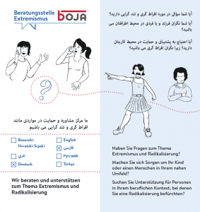 Folder der Beratungsstelle Extremismus in Farsi