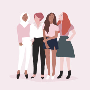 Diverse junge, starke Frauen