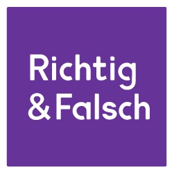 "Richtig & Falsch" geschreiben auf mit lila Hintergrund